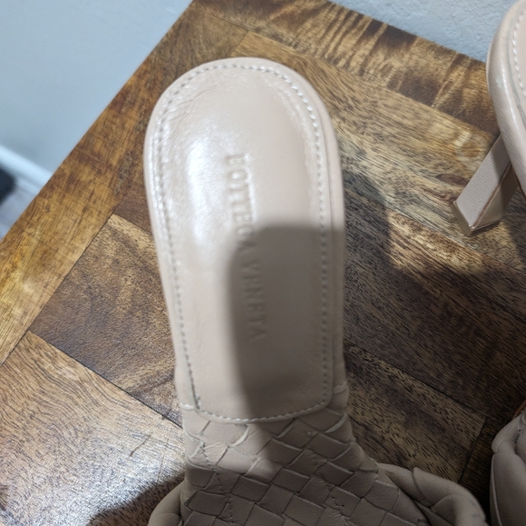 Bottega Veneta Libo Leather square  toe heel sandals women's size 39 tan - Picture 4 of 8